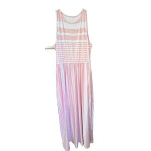 Eloges Striped Maxi Length Dress Sleeveless Women's Size Large Pink Barbiecore